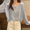 【防晒清凉舒适与时尚并存，敲柔软透气】大码t恤女装夏季新款糖果色防晒衫T恤衫百搭色内搭薄款上衣 商品缩略图0
