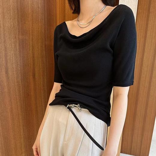 【à perles】搭配项链绝美！小众设计师款 RW春夏荡领丝绵中袖休闲上衣【现货】 商品图4