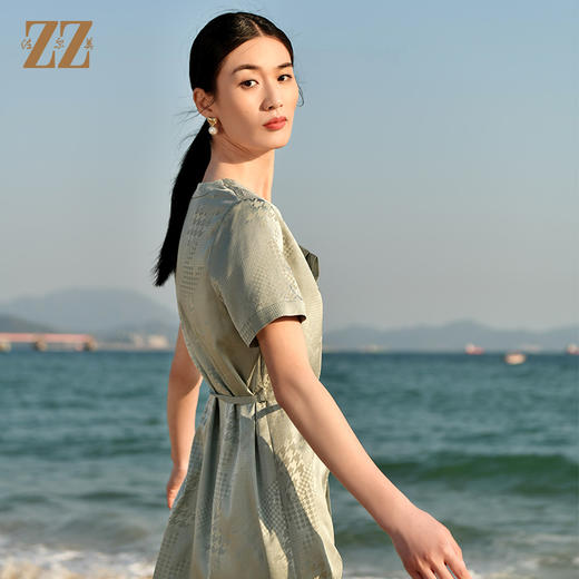 佐尔美夏季新款 休闲时尚桑蚕丝真丝短袖连衣裙女E32LS39 商品图3