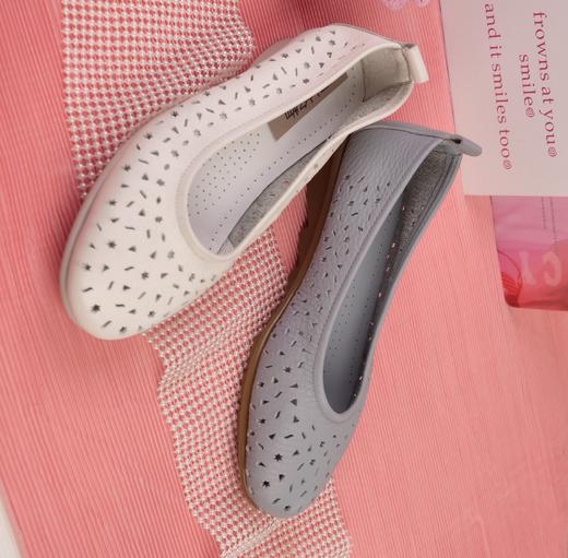 西村名物2023年秋季新款牛皮鞋面猪皮内里内垫冲孔透气单鞋34081 商品图3