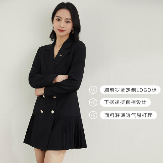 罗蒙春秋长袖连衣裙女士商务通勤西装裙时尚百搭连衣裙女 商品图5