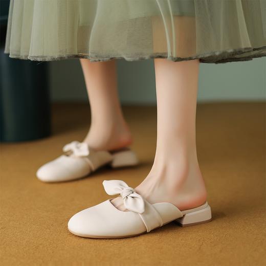 ZHR甜美蝴蝶结半拖女2023新款夏洋气穆勒拖外出优雅气质包头拖鞋 商品图2