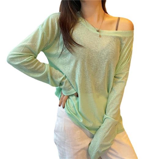 【防晒清凉舒适与时尚并存，敲柔软透气】大码t恤女装夏季新款糖果色防晒衫T恤衫百搭色内搭薄款上衣 商品图4