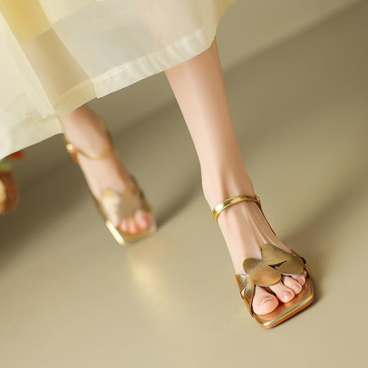 法式优雅，镂空个性真皮高跟凉鞋NX-m1589 商品图5