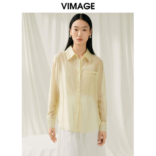 VIMAGE纬漫纪夏季新款宽松舒适薄衬衫女衬衣V1909506 商品图0
