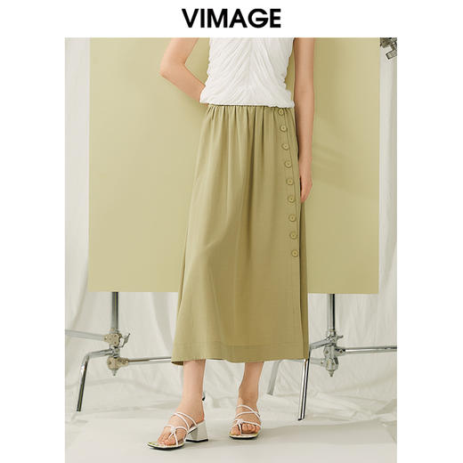 VIMAGE纬漫纪夏季新款时尚气质高腰显瘦舒适半身裙V1906521 商品图4