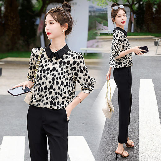 HR WBL1269时尚优雅简约两件套裤修身显瘦气质百搭 商品图0