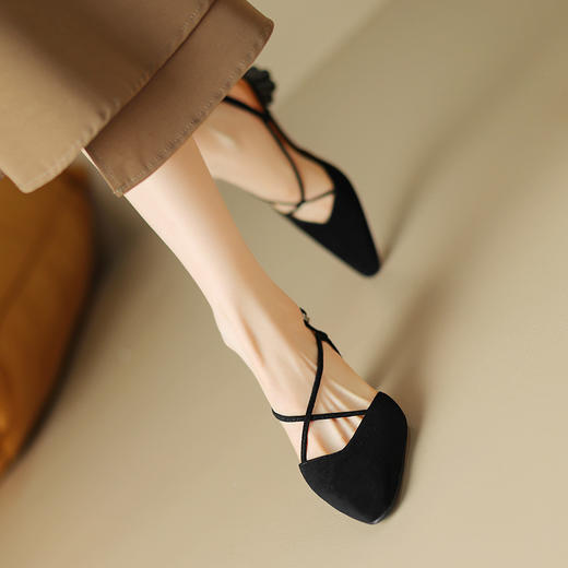 优雅个性，亮面真皮尖头包头后空高跟凉鞋HB-Z518 商品图9