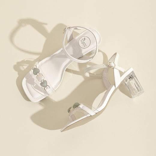 品质好货 | Safiya索菲娅2023新款羊剖层革一字带百搭粗跟高跟凉鞋SF31115721 商品图11