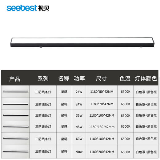 三防线条灯-星曙（含标配吸顶包，不含吊线和方通配件包）(部分停产) 商品图3