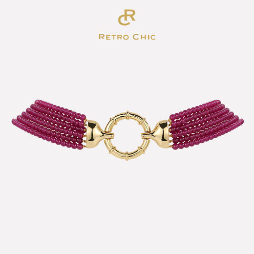 Retro Chic 意大利复古创意饰品 复古珠链项链（玫瑰红） 商品图0