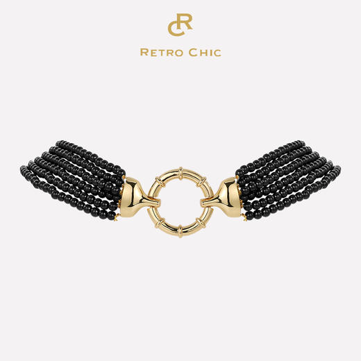 Retro Chic 意大利复古创意饰品 复古珠链项链（经典黑） 商品图0