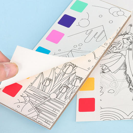 婷婷姐姐儿童水彩涂色沾水画自带颜料水画本 商品图3