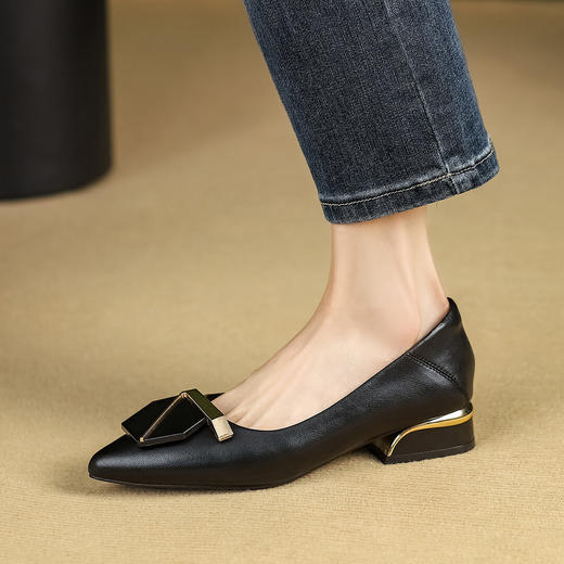 品质好货 | Safiya索菲娅2023新款二层牛皮浅口粗跟通勤鞋时尚乐福鞋单鞋SF31115764 商品图5