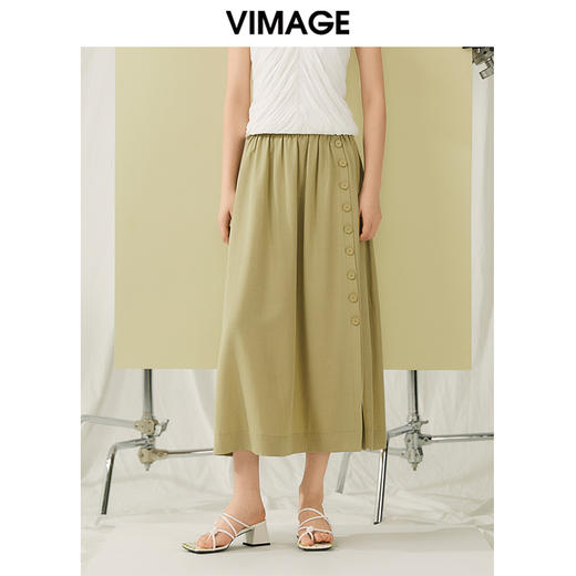 VIMAGE纬漫纪夏季新款时尚气质高腰显瘦舒适半身裙V1906521 商品图0