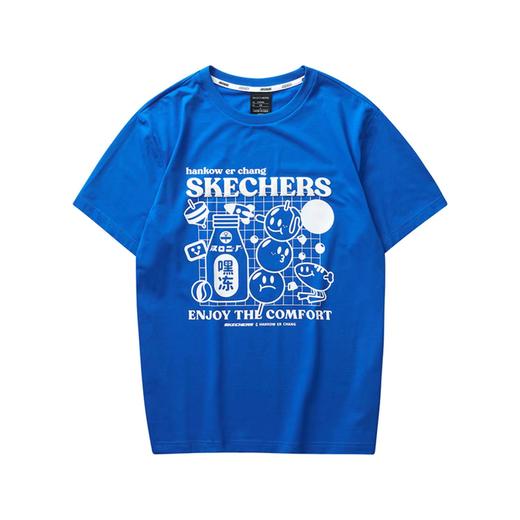 斯凯奇针织短袖T恤衫L223M019/000M蓝色 商品图0