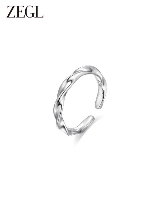 ZEGL银饰波浪戒指女925纯银小众设计感开口指环2023年新款食指戒 商品图0