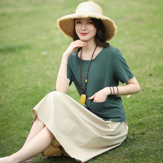 夏季新款休闲时尚棉麻半身裙套装女透气亲肤两件套DD 商品图1