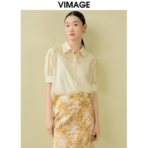 VIMAGE纬漫纪夏季新款简约短款衬衫女上衣衬衣V1909507 商品图5