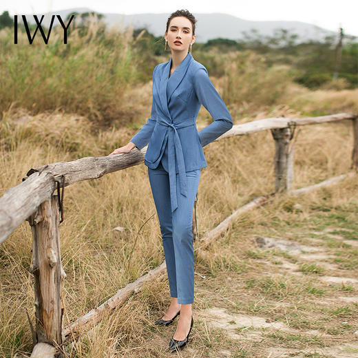 IWY/绑带西装套裤女士气质高端显瘦职业套裤美容院接待工作服CP13142 商品图2