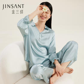 【法式宫廷】金三塔真丝睡衣女100%桑蚕丝春夏时尚居家可外穿家居服  YSFDC201