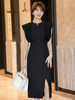 黑色连衣裙女夏季新款法式赫本风气质收腰显瘦包臀中长裙子 商品缩略图0