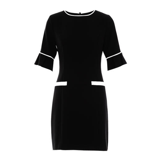 EITIE爱特爱时尚撞色喇叭袖收腰显瘦短裙连衣裙通勤简约夏新款B07174 商品图5