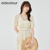 oldcolour2023夏新款法式茶歇收腰显瘦泡泡袖碎花连衣裙O25101343 商品缩略图3