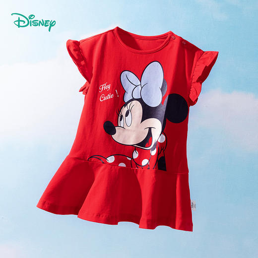 迪士尼小飞袖俏皮连衣裙褶皱小裙摆女童短袖连衣裙222DQ0128
 商品图6