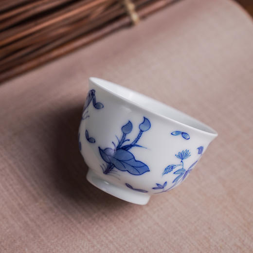自慢堂 望月杯/青花蝴蝶 景德镇陶瓷茶杯高档个人专用功夫茶杯品茗杯 商品图0