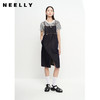 NEELLY纳俪商场同款夏季背带裙女牛仔前开叉A字裙条纹T恤两件套潮N23053Z01187 商品缩略图0