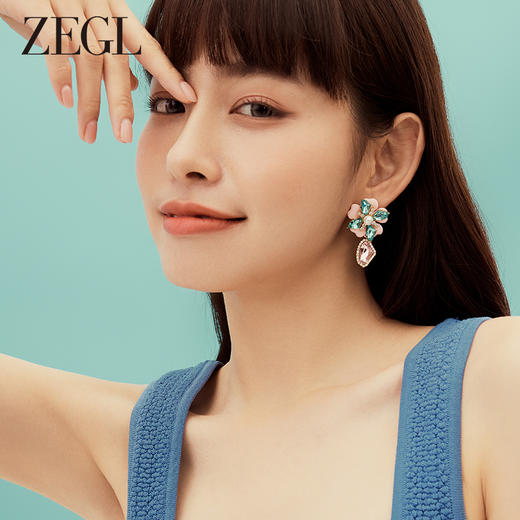 ZEGL设计师秘密花园系列粉色花朵耳环女小众设计感耳钉银针耳饰品 商品图4