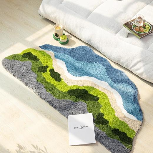 北欧ins风绿植苔藓卧室床边毯异形房间客厅防滑毛绒地毯飘窗地垫 商品图2