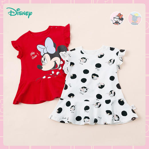 迪士尼小飞袖俏皮连衣裙褶皱小裙摆女童短袖连衣裙222DQ0128
 商品图5