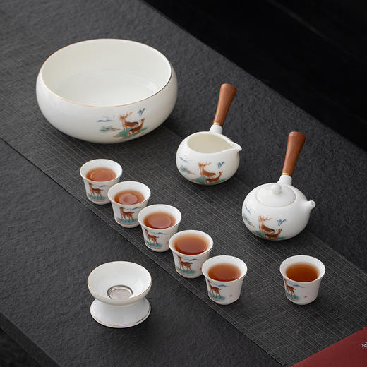 【典雅描金 瓷质细腻】珍瓷窑 羊脂玉描金 白瓷茶具礼盒 礼盒装 商品图9