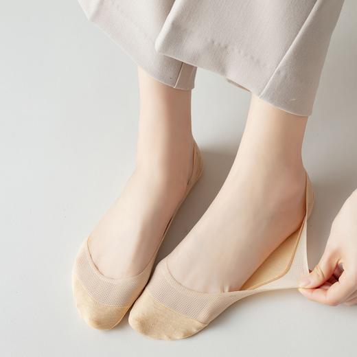 23春夏新品网眼透气任意剪棉拼防顶破隐形船袜后跟硅胶女士浅口袜_HLY 商品图2