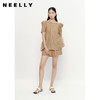 NEELLY纳俪商场同款夏季新款泡泡袖天丝衬衫女圆领套装阔腿短裤N23053Z01186 商品缩略图0