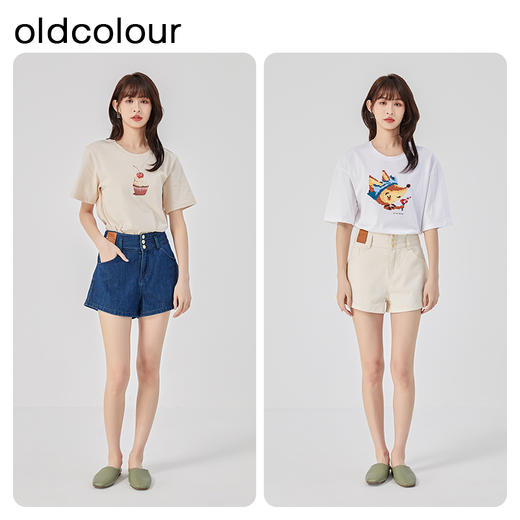 oldcolour2023夏新款高腰气质显瘦百搭直筒牛仔短裤女O24111426 商品图2