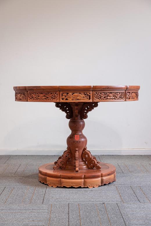 红桥红  家具严选  缅甸花梨（大果紫檀）【云石面108清式小圆桌】 商品图2