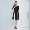 NF8E7斯尔丽瑟俪2023夏季新款设计感气质职业撞色压褶插片连衣裙 商品缩略图3