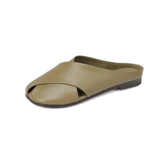 西村名物2023年夏季新款休闲小皮鞋女平底软牛皮舒适拖鞋13481 商品图4