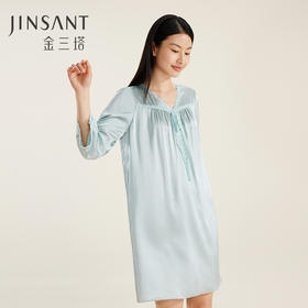 金三塔100%桑蚕丝时尚睡衣舒适凉感女真丝素色睡裙家居服春夏新品  YSFDC305