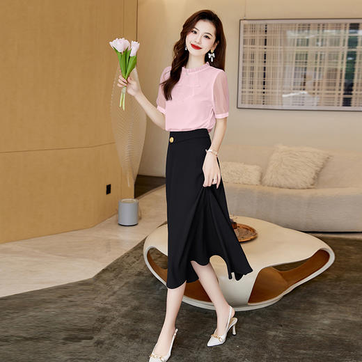 洋气减龄，复古立领衬衣百搭显瘦时尚A字摆半身裙套装HR-SSQJRA638-69 商品图7