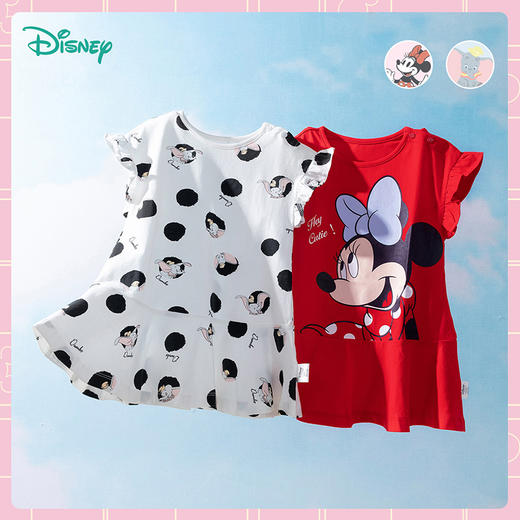 迪士尼小飞袖俏皮连衣裙褶皱小裙摆女童短袖连衣裙222DQ0128
 商品图3