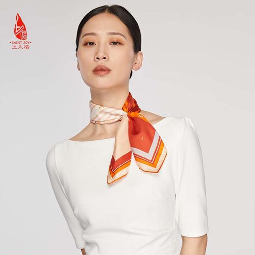 SAINTJOY/上久楷 女式真丝方巾  雾霾蓝 石榴红 创意  FJS22021 商品图2