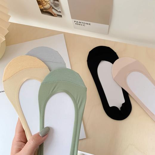 23春夏新品网眼透气任意剪棉拼防顶破隐形船袜后跟硅胶女士浅口袜_HLY 商品图1