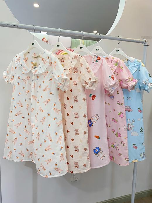 【断码清仓】女童夏日风情短袖睡裙100%全棉双层纱布婴儿棉纱越洗越软【孤品/瑕疵品/样品/清仓秒杀专拍链接 不支持退换 】 商品图0