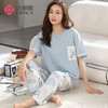 洁丽雅纯棉圆领女士家居服雾霾蓝短袖长裤套装可外穿睡衣女高颜值 商品缩略图5