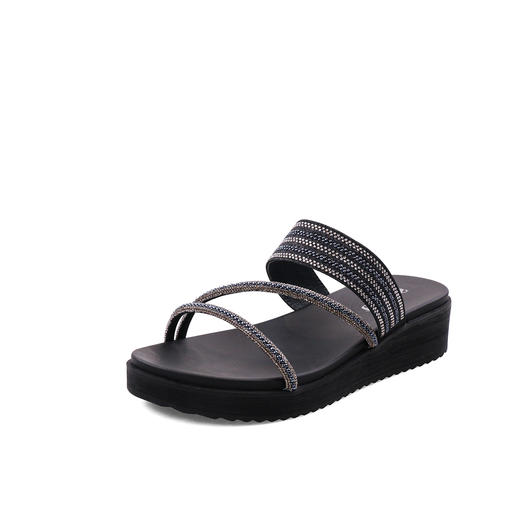 Safiya/索菲娅2023夏季新品仙女风珍珠钻带坡跟气质休闲拖鞋SF32110043 商品图4