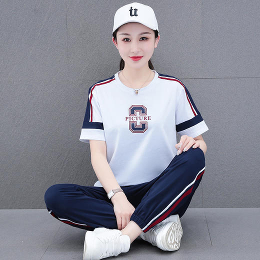 运动服套装女夏装新款，休闲时尚妈妈跑步服宽松短袖两件套TR-211 商品图0